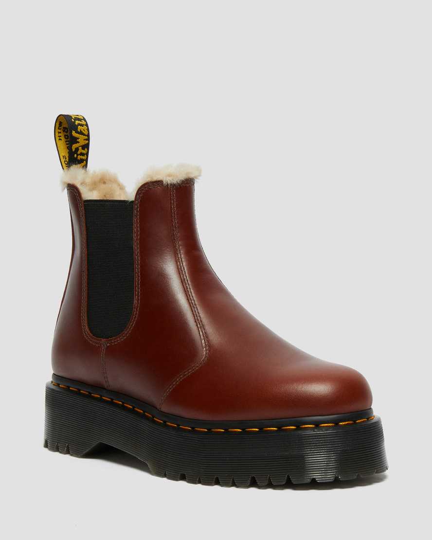 Dr. Martens 2976 Faux Fur Lined Platform Støvler Dame Brune [2340LXIKE]